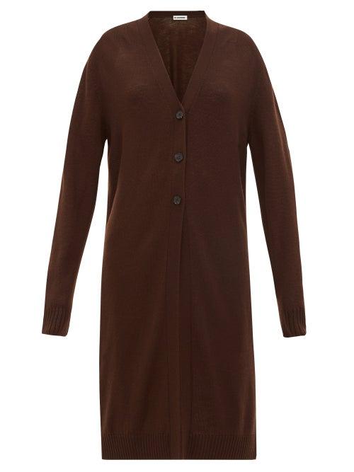 Matchesfashion.com Jil Sander - Longline Wool Cardigan - Womens - Brown