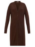 Matchesfashion.com Jil Sander - Longline Wool Cardigan - Womens - Brown