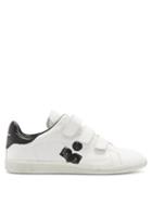 Matchesfashion.com Isabel Marant - Brownsy Logo-print Velcro-strap Leather Trainers - Womens - White Black