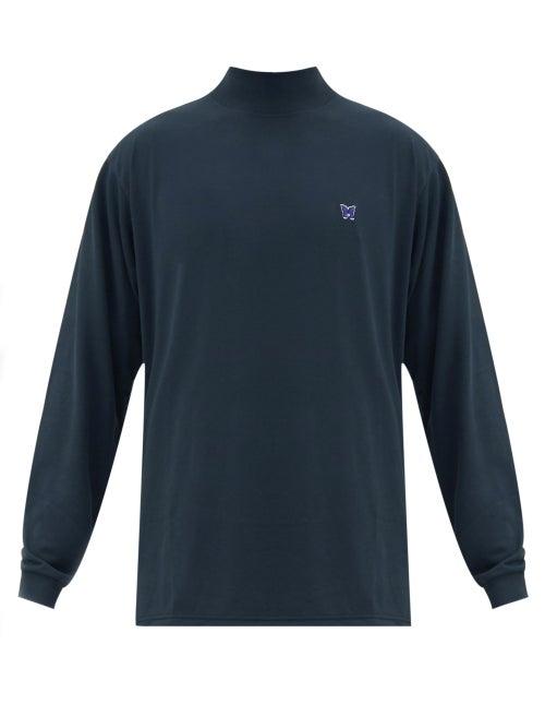 Matchesfashion.com Needles - Butterfly-embroidered Long-sleeved Jersey T-shirt - Mens - Black