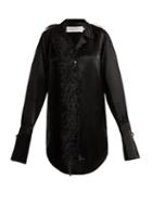 Matchesfashion.com Marques'almeida - Oversized Feather Embellished Satin Shirt - Womens - Black