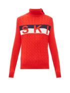 Matchesfashion.com Perfect Moment - Ski Jacquard Cable Knit Wool Sweater - Womens - Red