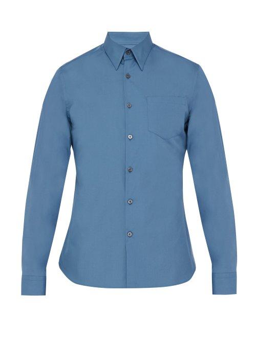 Matchesfashion.com Prada - Slim Fit Cotton Shirt - Mens - Mid Blue