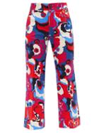 Matchesfashion.com La Doublej - Hendrix Big Flower-print Cotton-blend Trousers - Womens - Red Multi