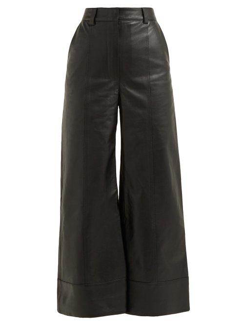 Matchesfashion.com Dodo Bar Or - Ivgenia High Waist Wide Leg Leather Trousers - Womens - Black