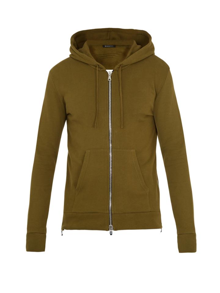 Balmain Hooded Zip-through Cotton Sweatshirt
