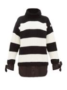 Matchesfashion.com Moncler - Layered Effect Roll Neck Virgin Wool Sweater - Womens - Black White