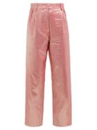 Matchesfashion.com Blaz Milano - Diva Metallic High Rise Silk Blend Trousers - Womens - Pink Multi