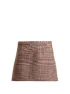 Matchesfashion.com Redvalentino - Houndstooth Wool Blend Mini Skirt - Womens - Red Multi
