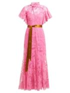 Matchesfashion.com Erdem - Celestina Floral Lace Gown - Womens - Pink