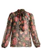 Dolce & Gabbana Rose-print Silk-chiffon Blouse