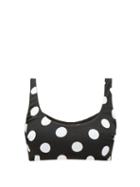 Matchesfashion.com Mara Hoffman - Lira Scoop-neck Polka Dot-jacquard Bikini Top - Womens - Black Print