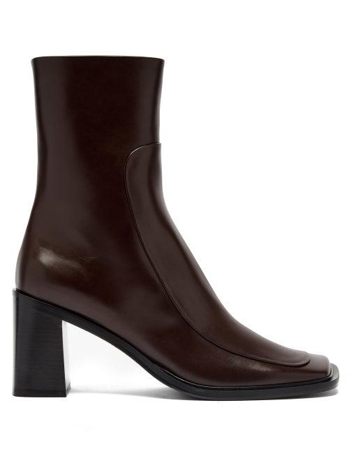 Matchesfashion.com The Row - Patch Square-toe Leather Boots - Womens - Dark Brown