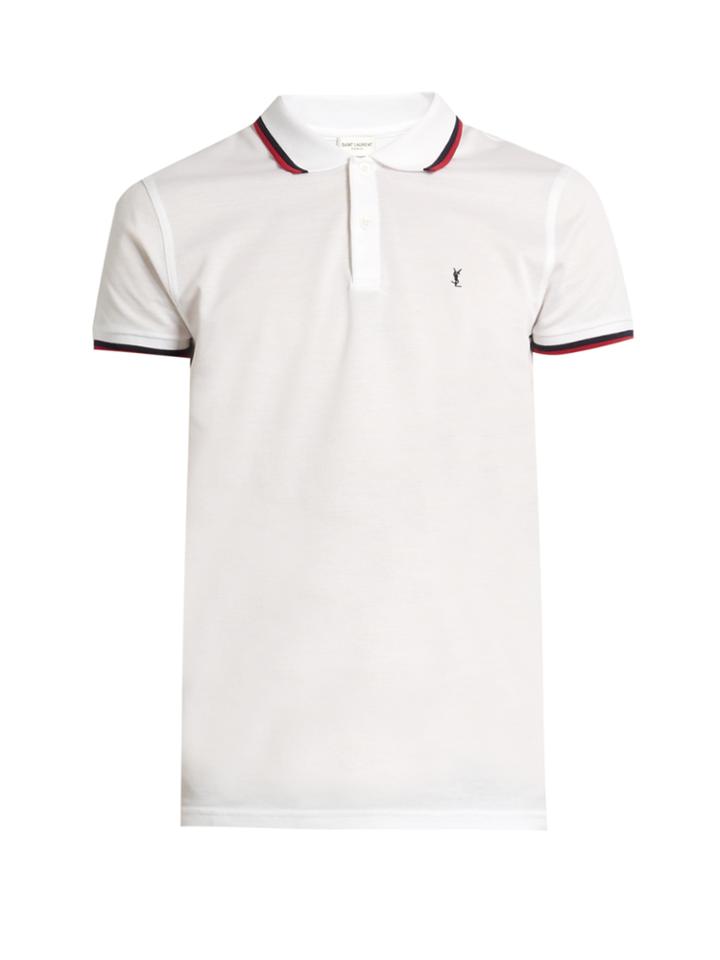 Saint Laurent Logo-embroidered Cotton-piqu Polo Shirt
