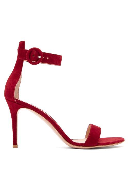 Matchesfashion.com Gianvito Rossi - Portofino 85 Suede Sandals - Womens - Burgundy