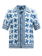 Matchesfashion.com Dolce & Gabbana - Majolica-print Silk-twill Short-sleeved Shirt - Mens - Blue Multi