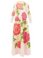 Matchesfashion.com Andrew Gn - Floral-appliqu Crepe Gown - Womens - Pink Multi