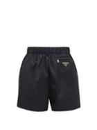 Matchesfashion.com Prada - High Rise Nylon Gabardine Shorts - Womens - Blue
