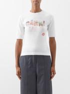 Ganni - Logo-print Organic-cotton Jersey T-shirt - Womens - White Print