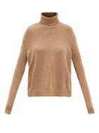 Valentino - Roll-neck Logo-intarsia Cashmere Sweater - Womens - Camel