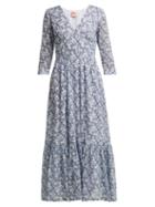 Matchesfashion.com Le Sirenuse, Positano - Stella Moleculay Print Cotton Voile Midi Dress - Womens - Blue Print