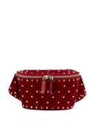 Matchesfashion.com Valentino - Rockstud Spike Quilted Velvet Belt Bag - Womens - Red