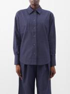 Co - Patch-pocket Cotton-chambray Shirt - Womens - Dark Blue