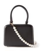 Simone Rocha - Pearl-strap Leather Handbag - Womens - Black Cream