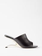 Alexander Mcqueen - Arc Leather Mules - Womens - Black Silver