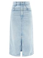 Isabel Marant Toile - Tilauria Hem-slit Lyocell-denim Midi Skirt - Womens - Light Denim
