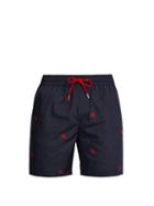 Matchesfashion.com Burberry - Logo Embroidered Swim Shorts - Mens - Navy Multi