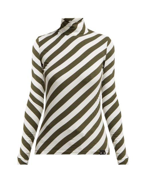 Matchesfashion.com Proenza Schouler Pswl - Stripe Roll Neck Cotton Blend Top - Womens - Ivory Multi