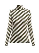 Matchesfashion.com Proenza Schouler Pswl - Stripe Roll Neck Cotton Blend Top - Womens - Ivory Multi