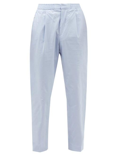 Officine Gnrale - Drew Pleated Cotton-poplin Suit Trousers - Mens - Light Blue