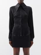 16arlington - Ione Spearpoint-collar Satin Shirt - Womens - Black