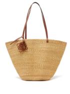 Loewe - Shell Leather-trim Raffia Basket Bag - Womens - Beige