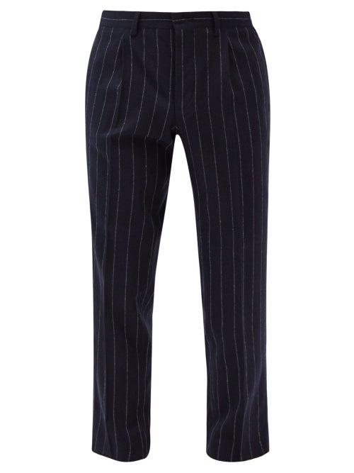 Matchesfashion.com The Gigi - Tapered Pinstripe Wool-blend Suit Trousers - Mens - Navy Multi