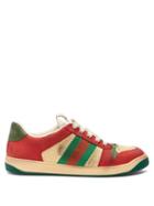 Matchesfashion.com Gucci - Virtus Low Top Distressed Leather Trainers - Mens - Red Multi