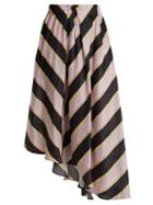 Matchesfashion.com Apiece Apart - Turkanna Striped Silk And Linen Blend Skirt - Womens - Purple Stripe