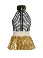 Matchesfashion.com Sophie Theallet - Mari Sleeveless Fil Coup Silk Blend Tulle Top - Womens - Gold Multi