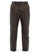 Matchesfashion.com Alexander Mcqueen - Double-pleat Leather Trousers - Mens - Black