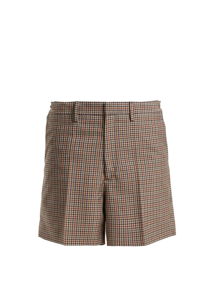 Maison Margiela Wide-leg Checked Wool-blend Shorts