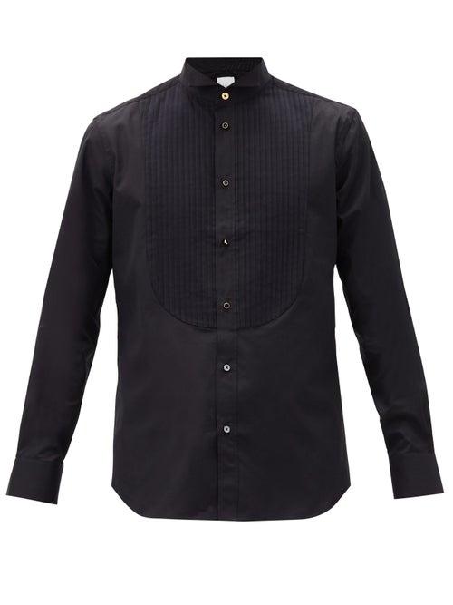 Matchesfashion.com Paul Smith - Knife-pleated Plastron Cotton-poplin Tuxedo Shirt - Mens - Black