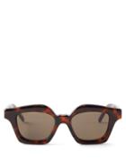 Loewe - Brow Arch Square Tortoiseshell-acetate Sunglasses - Womens - Brown Multi