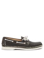Matchesfashion.com Christian Louboutin - Steckel Stud Embellished Leather Deck Shoes - Mens - Black