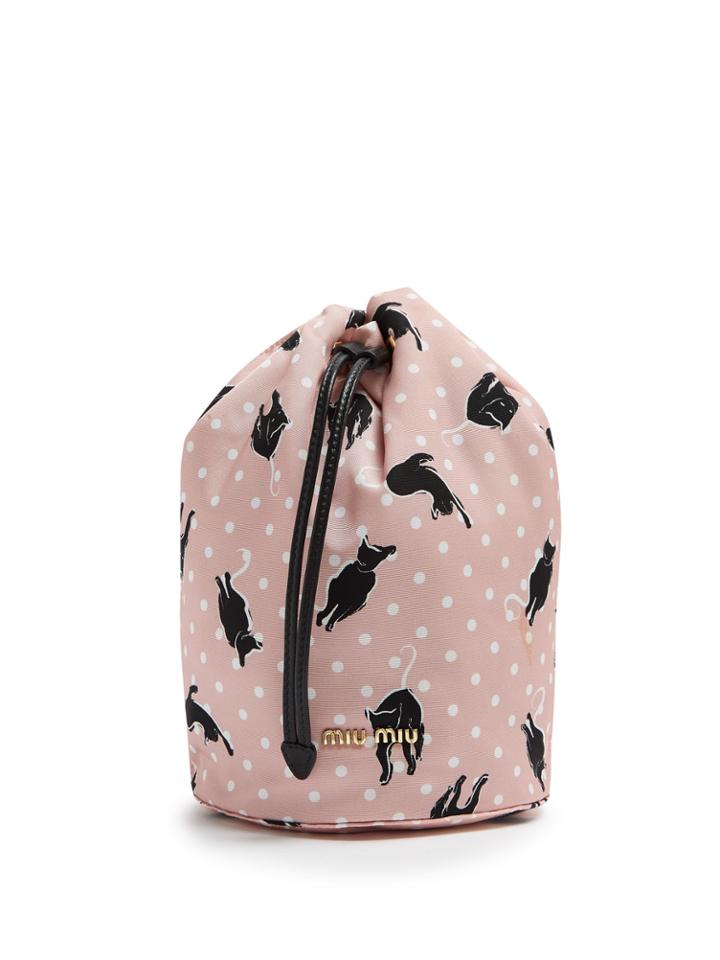 Miu Miu Cat-print Nylon Pouch