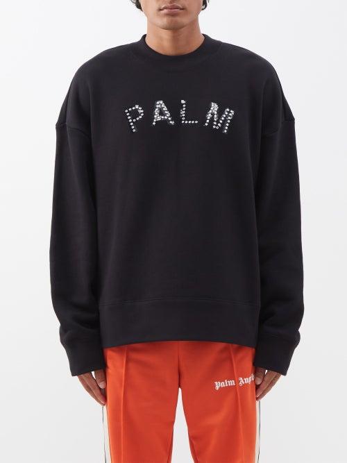 Palm Angels - Crystal-embellished Cotton-jersey Sweatshirt - Mens - Black