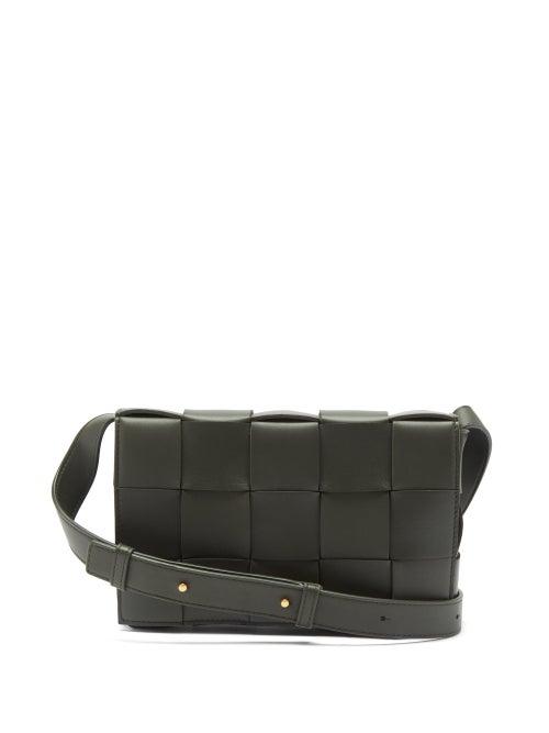 Matchesfashion.com Bottega Veneta - Cassette Small Intrecciato Leather Cross-body Bag - Womens - Dark Green
