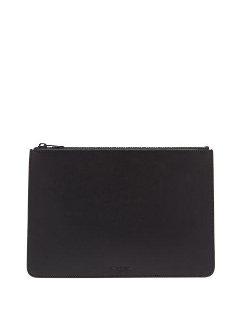 Matchesfashion.com Maison Margiela - Logo Embossed Leather Pouch - Mens - Black