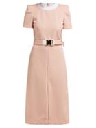 Matchesfashion.com Fendi - Logo Jacquard Midi Dress - Womens - Light Pink